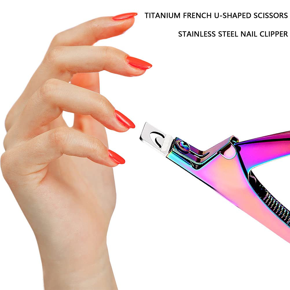 Professional Acrylic False Nail Clippers for Acrylic Nails Nail Tip Cutter Nail Manicure Tool (Rainbow)