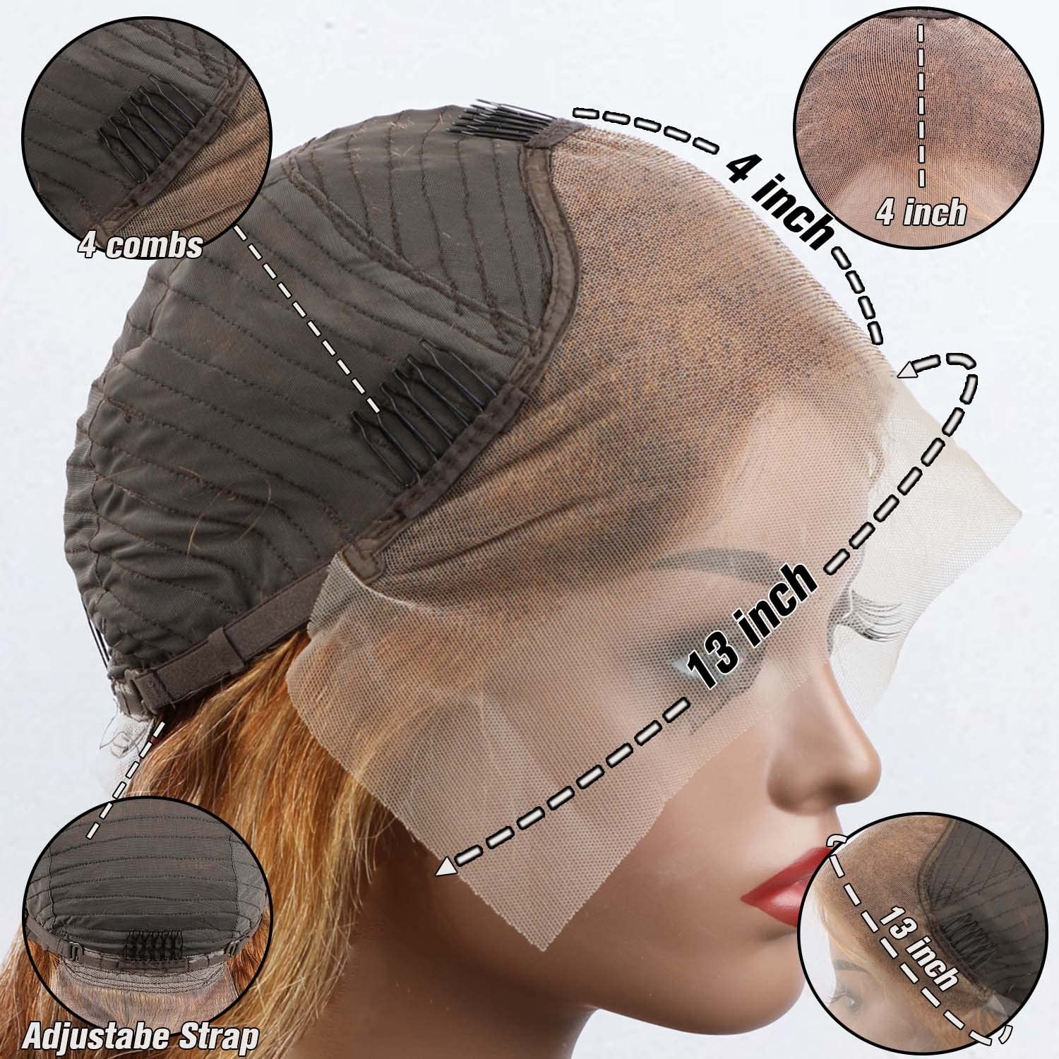 Highlight Ombre 13X4 HD Lace Front Wig Human Hair Pre Plucked Transparent 4/27 Honey Blonde Lace Frontal Wigs with Baby Hair 150 Density Colored Body Wave Lace Front Wig Human Hair 24 Inch