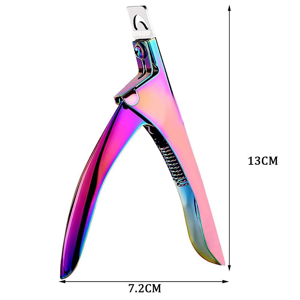 Professional Acrylic False Nail Clippers for Acrylic Nails Nail Tip Cutter Nail Manicure Tool (Rainbow)