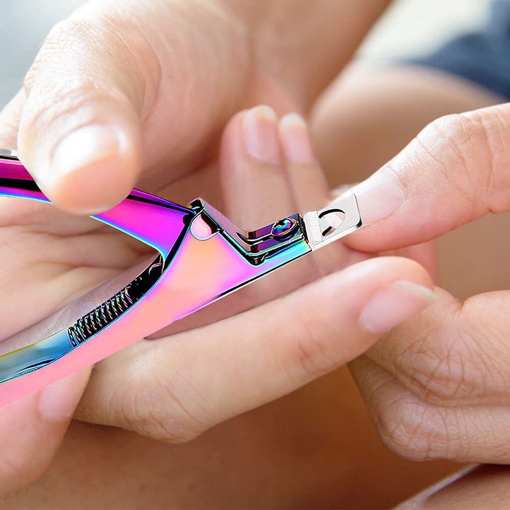 Professional Acrylic False Nail Clippers for Acrylic Nails Nail Tip Cutter Nail Manicure Tool (Rainbow)