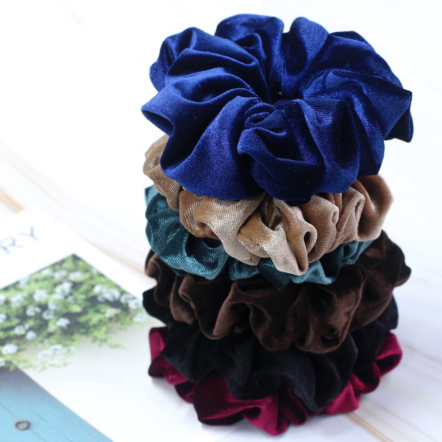 Extra Large Scrunchies for Women'S Thick Hair, Premium Velvet Soft Jumbo Scrunchy, XL 6 Inch Big Elastic Band Hair Accessories, 4 Pack, Dark